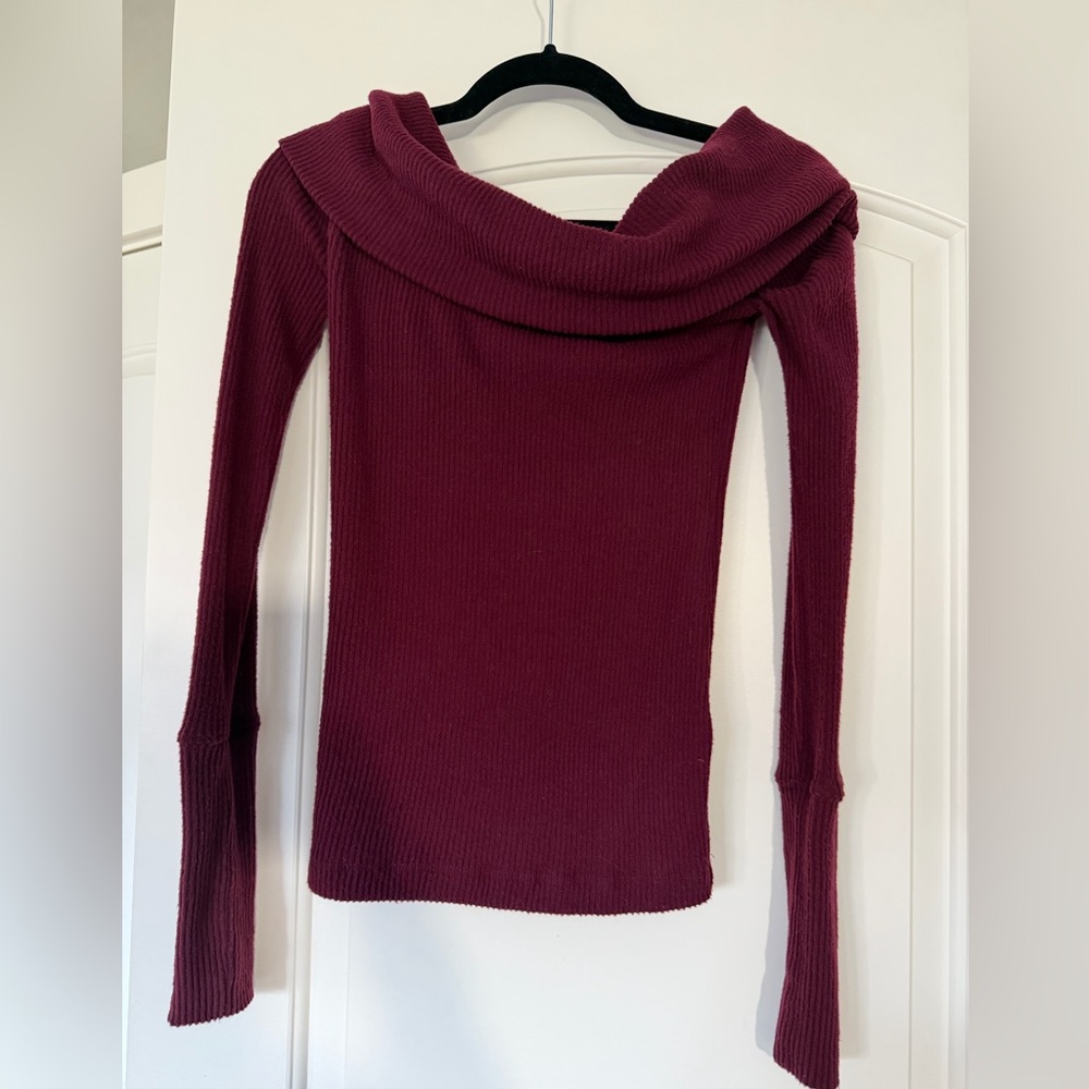 We The Free Maroon Cowl Neck Sweater
